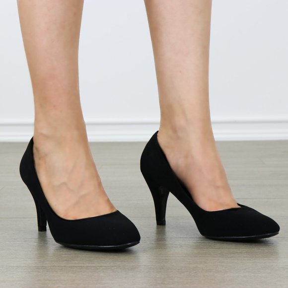 Closed Toe Low Mid Heel Dress Velvet Pump - Picture 4 of 6